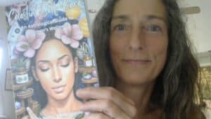 stef holding the book